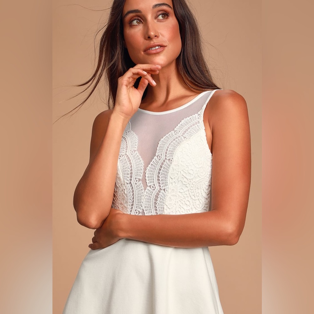 Lulus White Lace Skater Dress - Picture 2 of 6